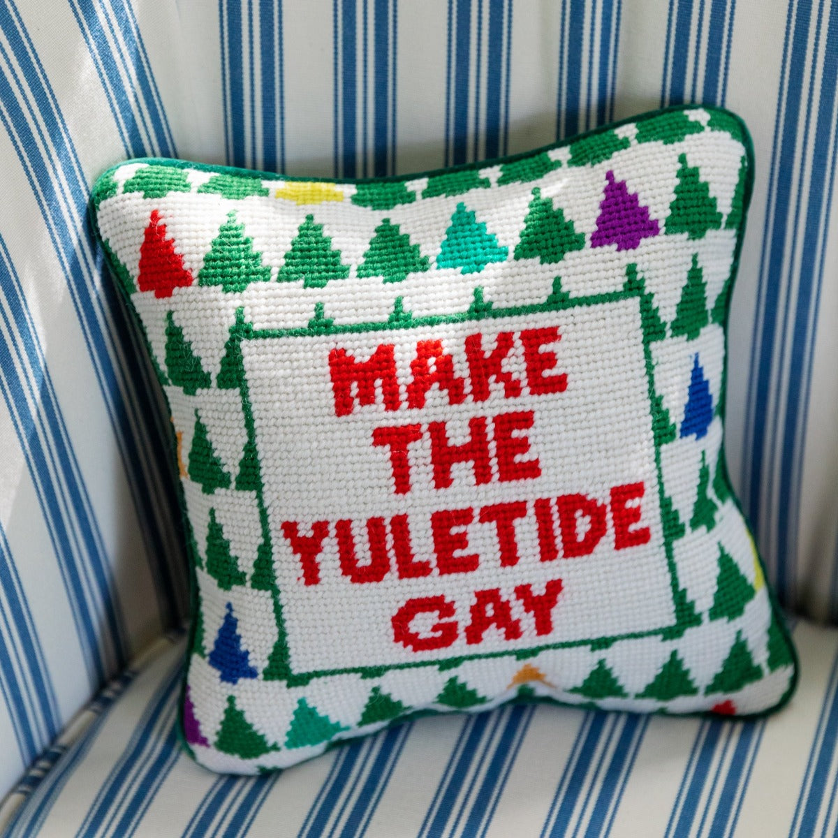 Make the Yuletide Gay Needlepoint Pillow - Thumbnail 3