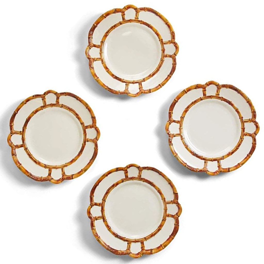 Top view of four brown melamine plates
