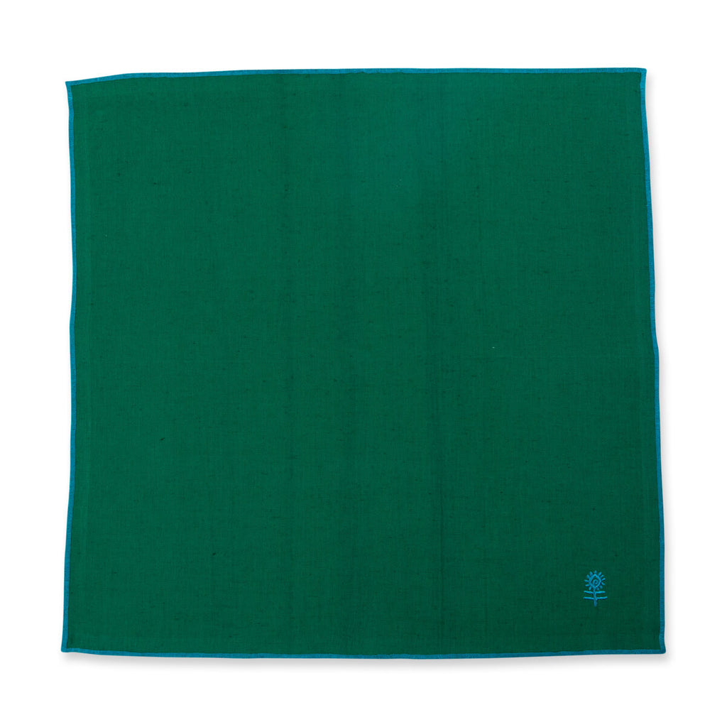 Furbish Studio - Icon Linen Napkin in Emerald unfolded