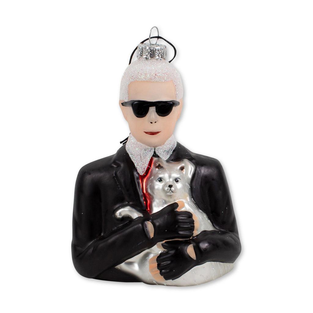 Furbish Studio - Karl Lagerfeld Glass Christmas Ornament