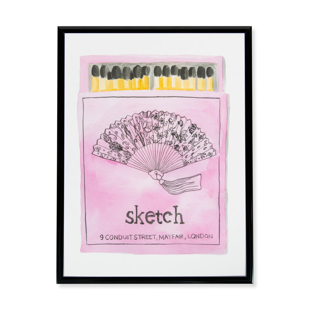 Furbish Studio - Sketch London Matchbook Watercolor Print 9x12 framed