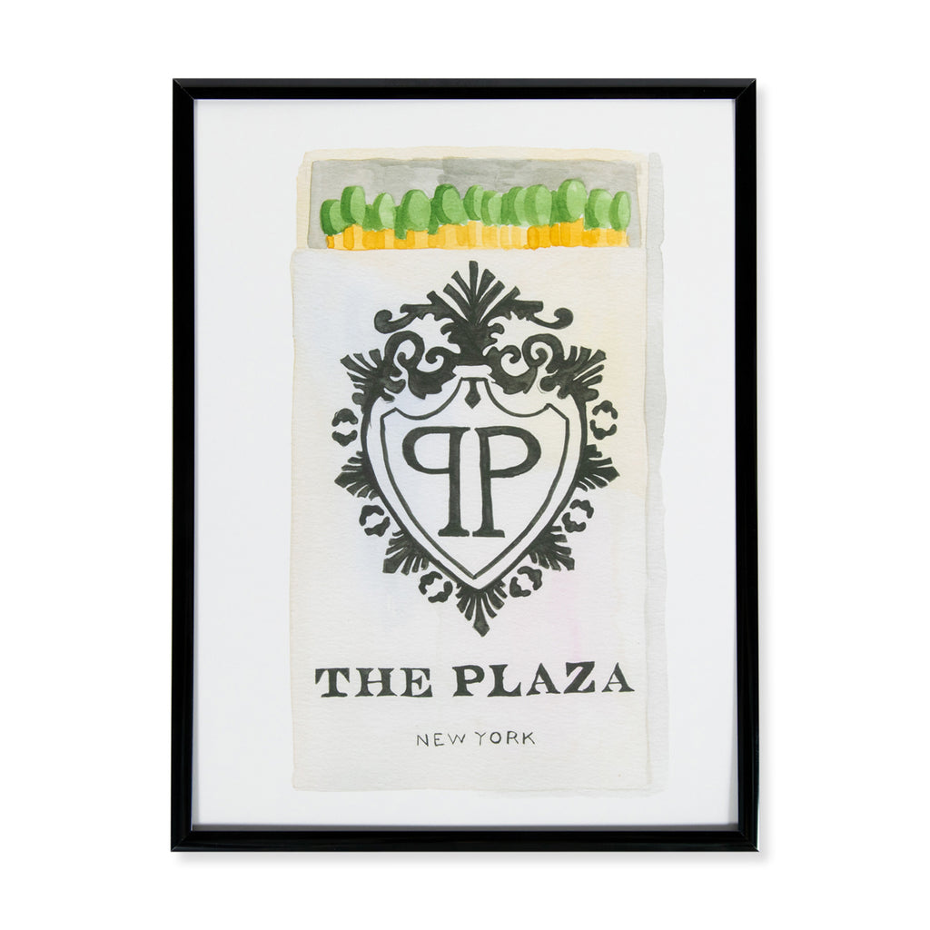 Furbish Studio - The Plaza NY Matchbook Watercolor Print 9x12 framed