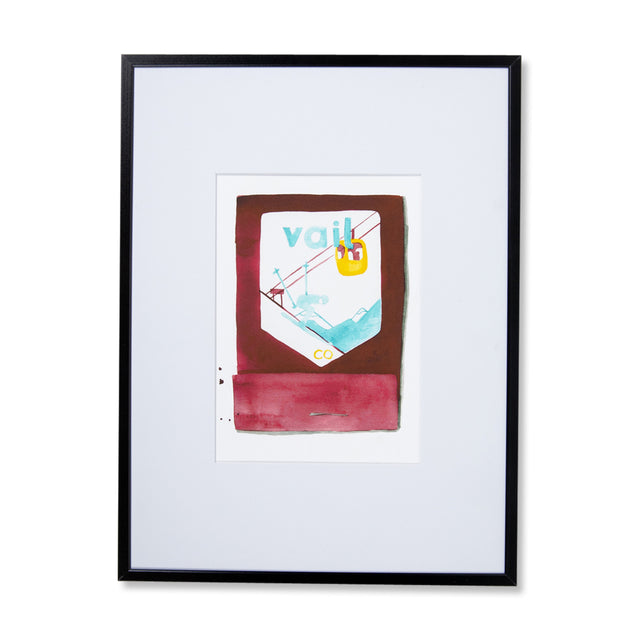 Furbish Studio - Vail Matchbook Watercolor Print in black frame