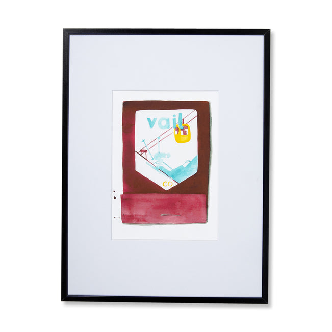 Furbish Studio - Vail Matchbook Watercolor Print in black frame