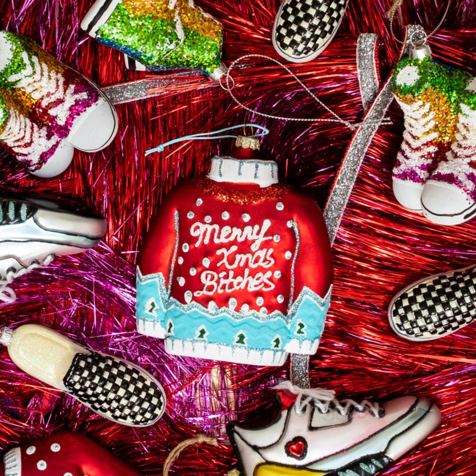 Merry Xmas Bitches Ornament - Red - Furbish Studio
