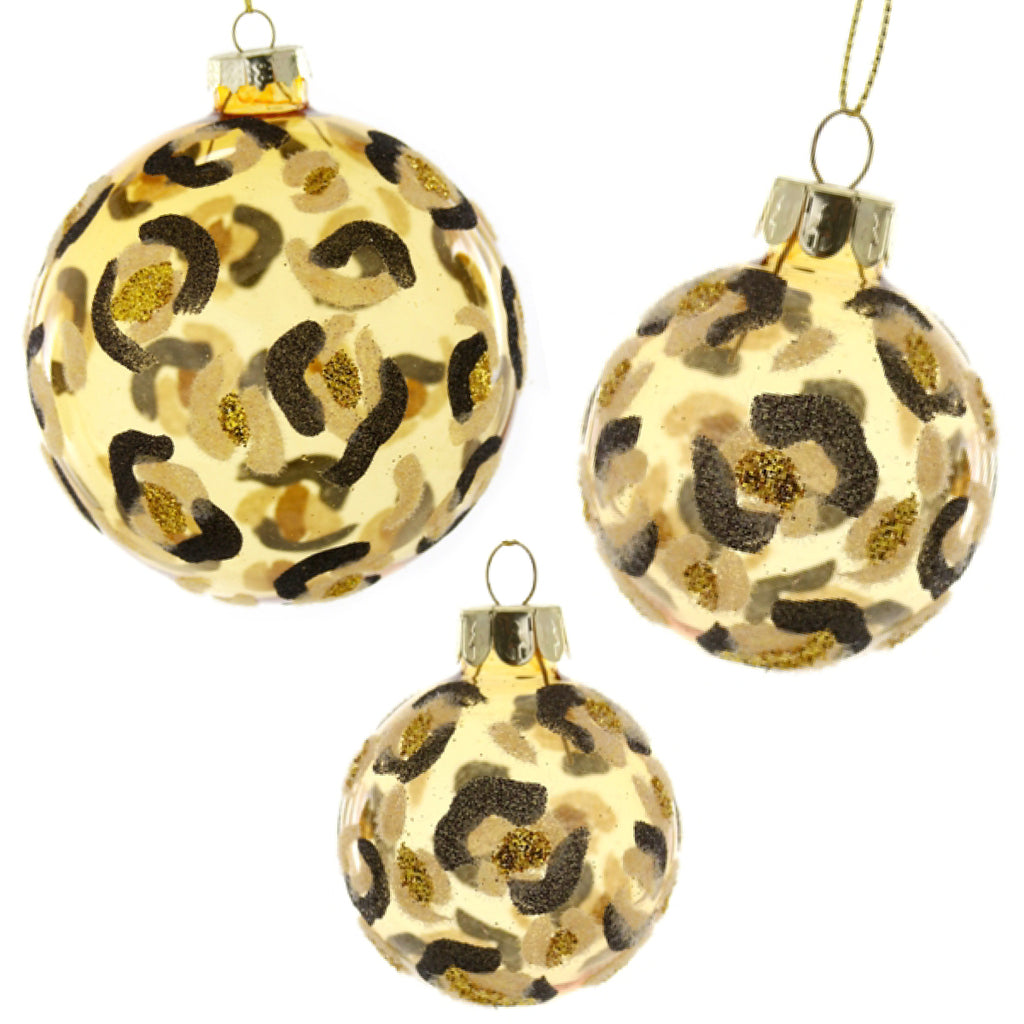 Glittered Cheetah Ball Ornament - Furbish Studio