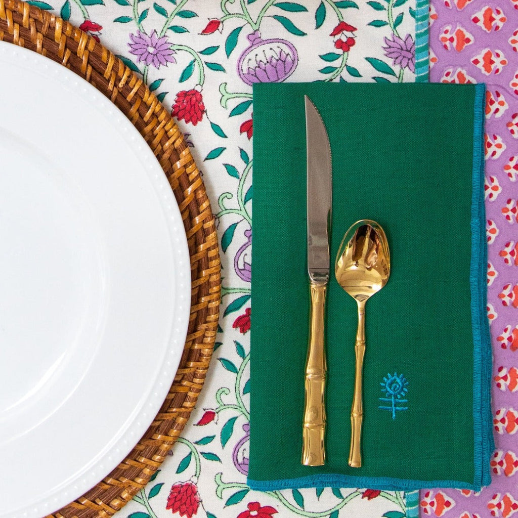 Icon Linen Napkin - Emerald +Sky - Furbish Studio