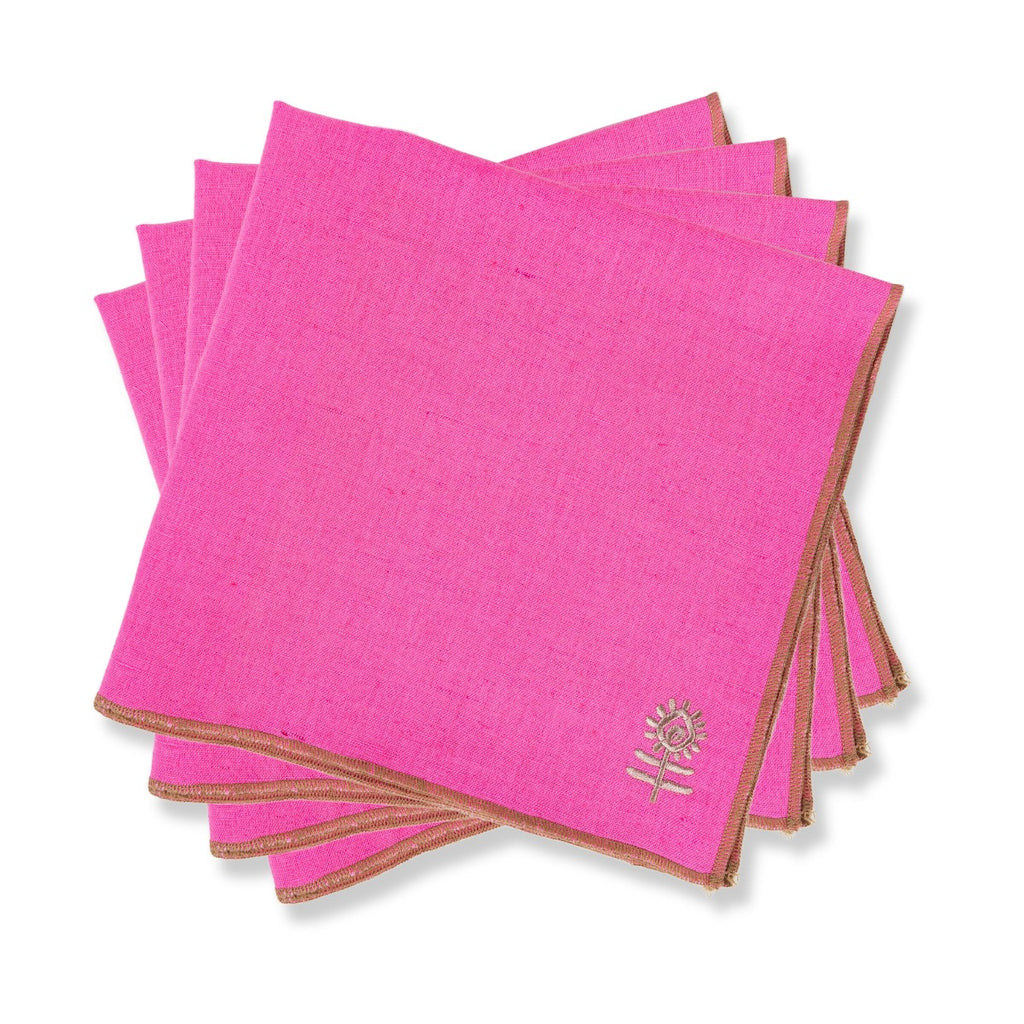 Icon Linen Napkin - Hot Pink + Khaki - Furbish Studio