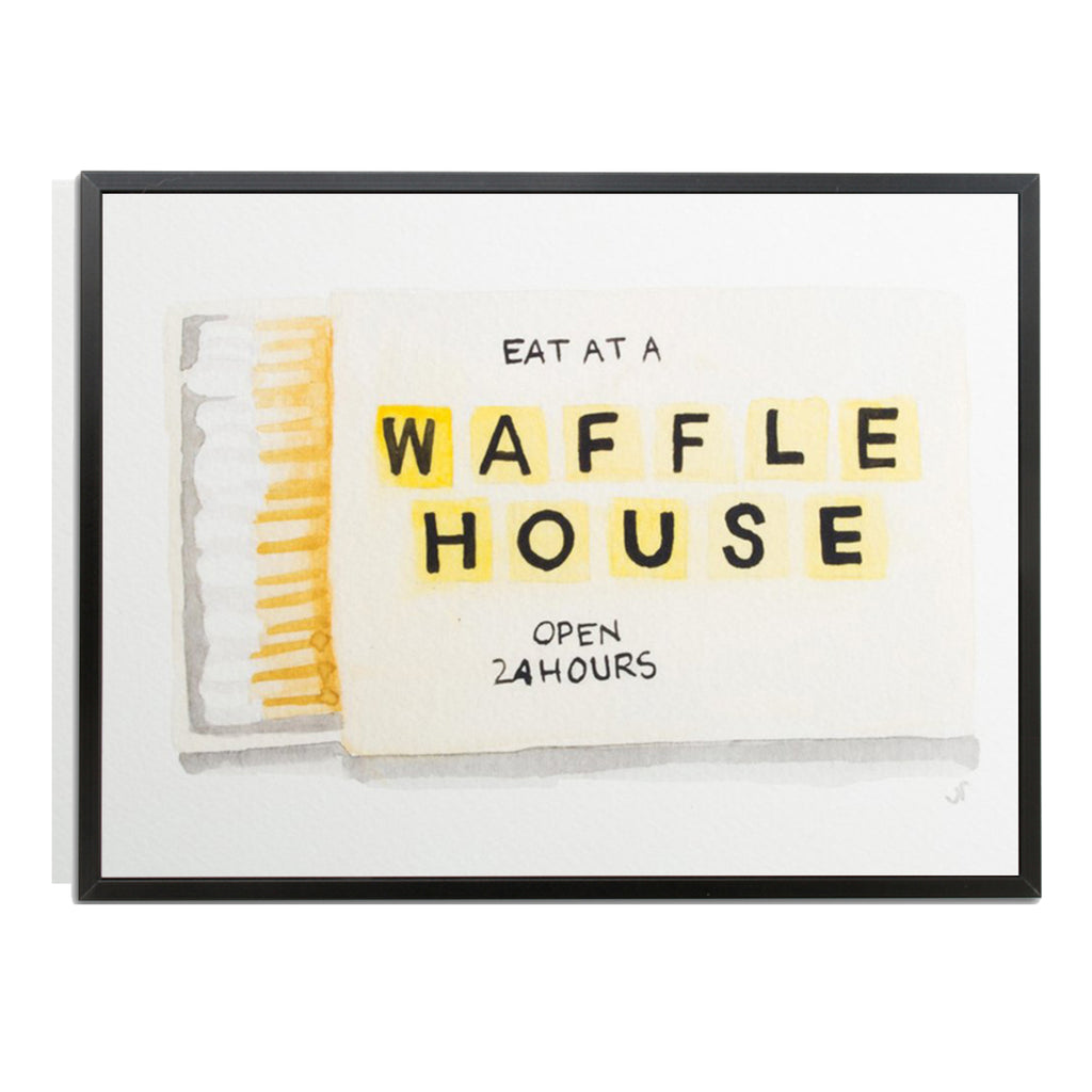 Furbish Studio - Waffle House Matchbook Watercolor Print in black frame